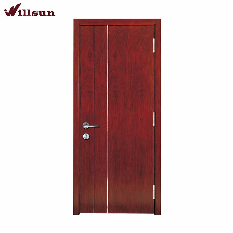 Modern rosewood veneer door designs aluminium inlay for bedroom