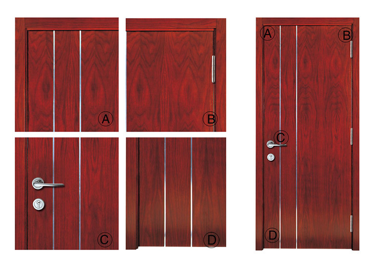 Modern rosewood veneer door designs aluminium inlay for bedroom